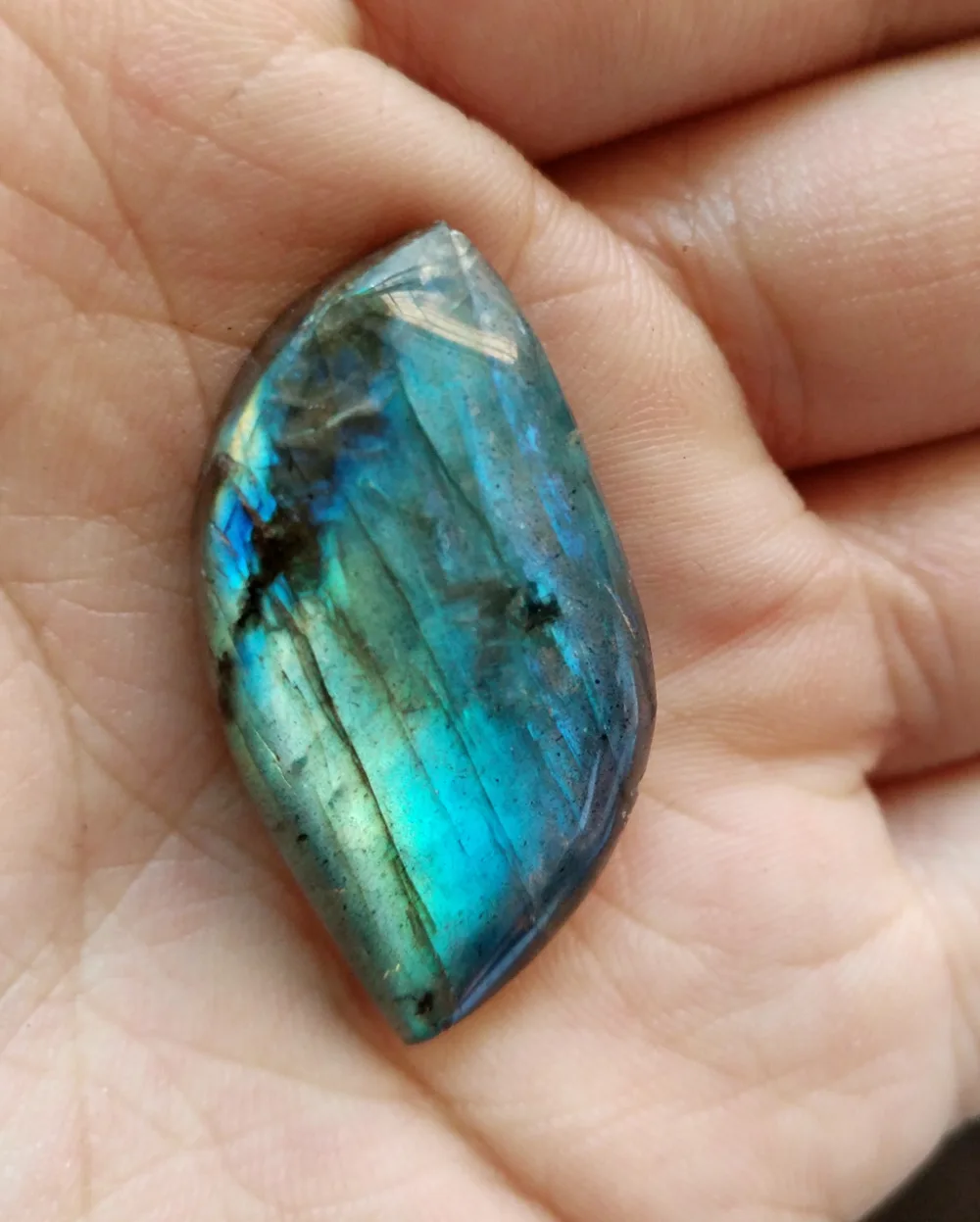 1 шт. подвеска-кабошон неправильной формы яркий блеск лабрадорит размер 30 мм +