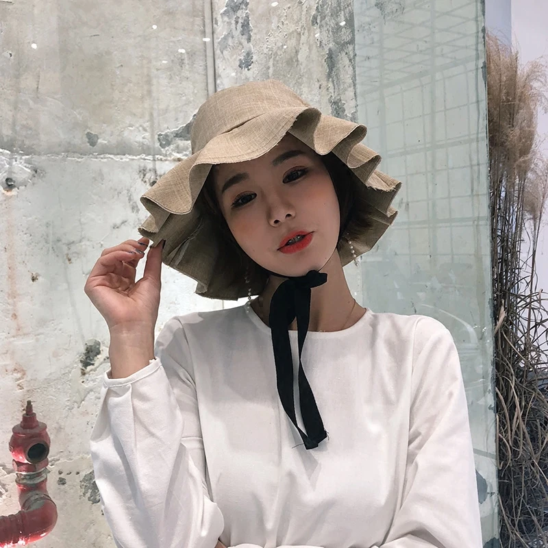 Женские кружевные шляпы с оборками Новинка лета 2018 Модные Повседневные Головные