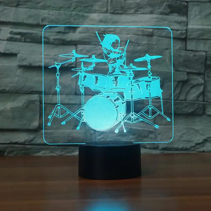 Музыкальный инструмент рамка барабан Led Настольная 3d Ночная лампа прикроватная