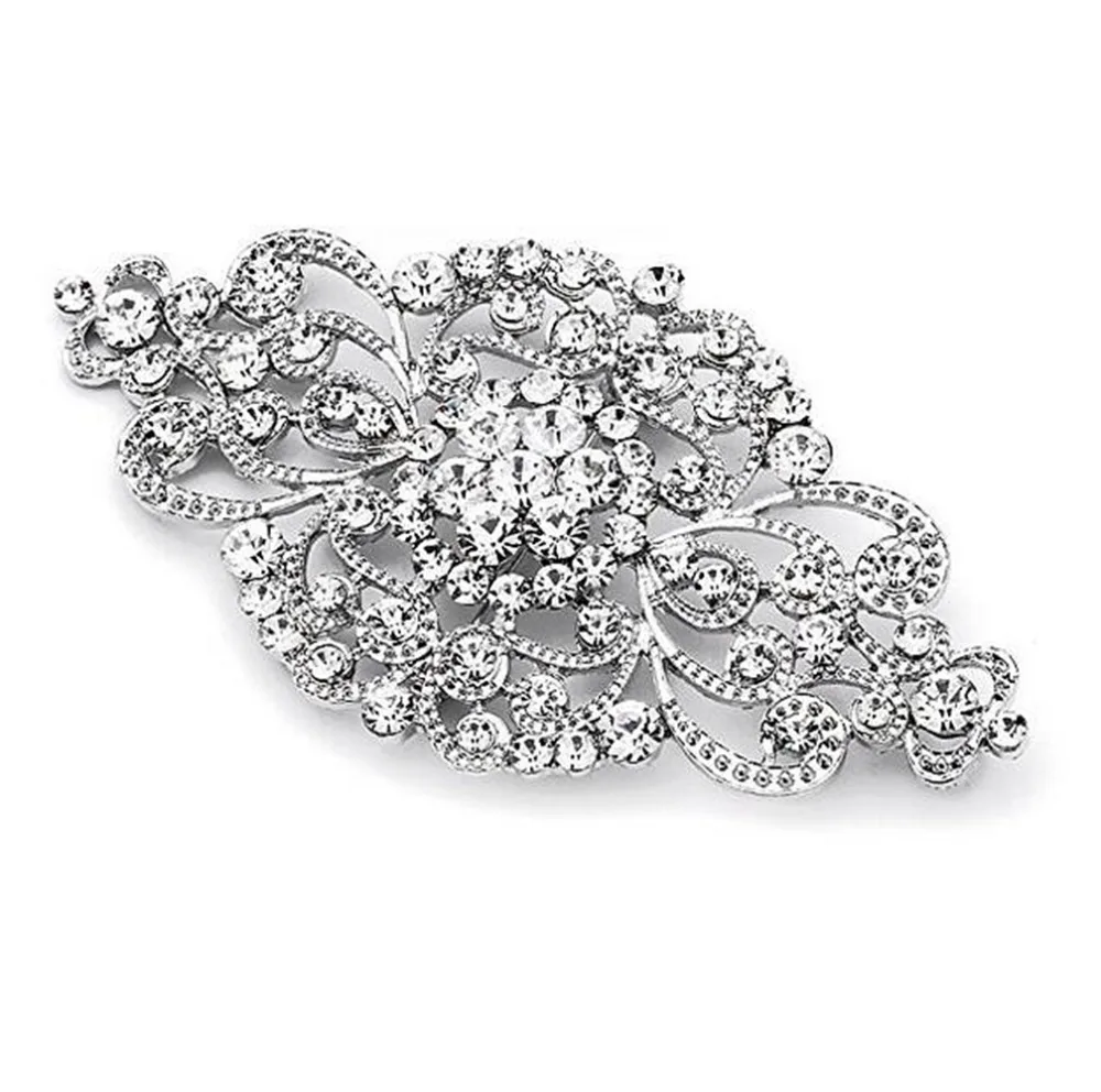 2 дюйма Винтажный стиль Стразы Кристалл Цветочный великолепный брошь свадьба и