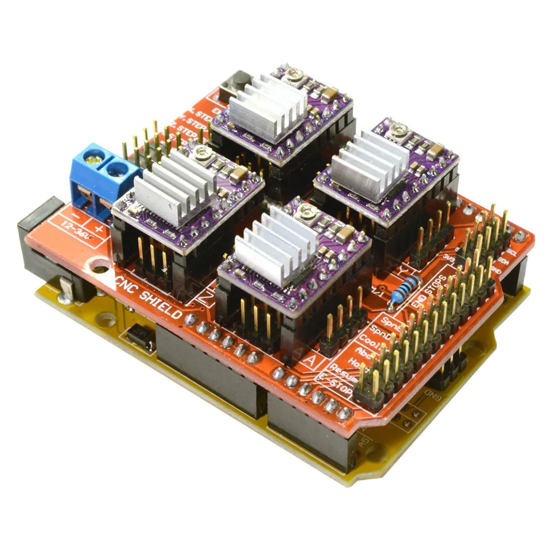 CNC V3 щит + UNO R3 для Arduino совместимая плата 4x TI DRV8825 StepStick Шаговые драйверы красный