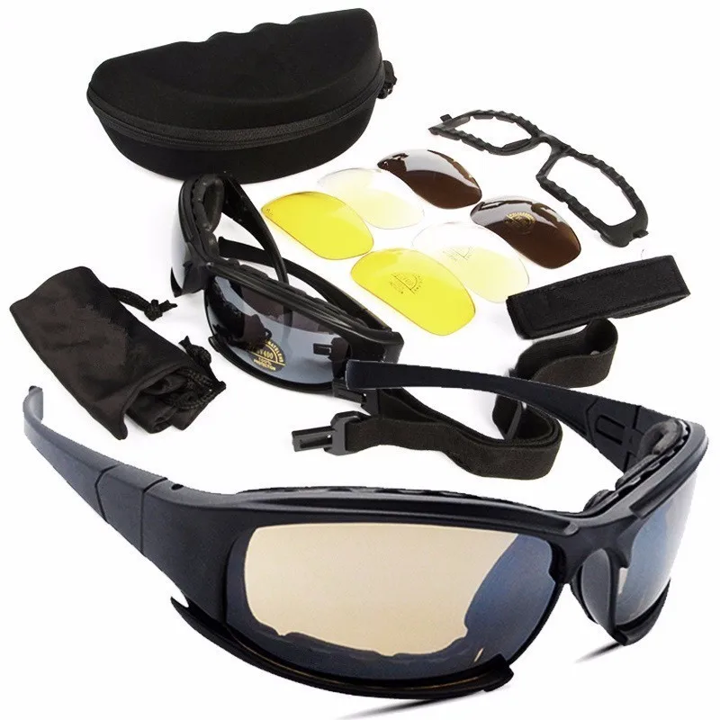 Black Polarized OHANEE военные очки пуленепробиваемые армейские поляризованные солнцезащитные очки с 4 линзами для охоты, стрельбы, страйкбола, велоспорта, мотоцикла - Цвет: Black Polarized