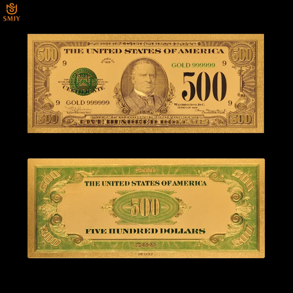 

1918 US dollar banknote 500 Dollar 24k Gold Money Fake Banknotes Us Currency Paper Money Collection