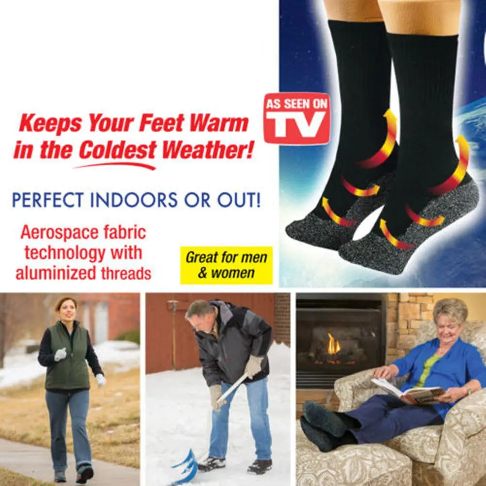 

35 Degrees Aluminized Fibers Socks Keep Your Feet Warm and Dry As Seen On TV LARGE SIZE Package: Original Box