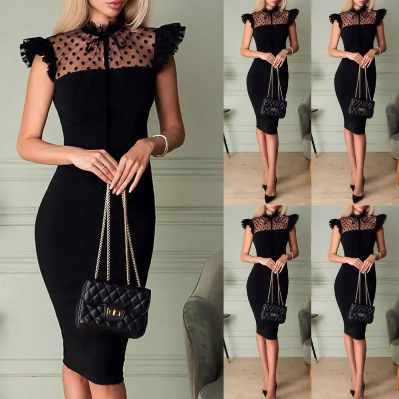 Женское Бандажное облегающее платье Повседневное до колена с рукавами для