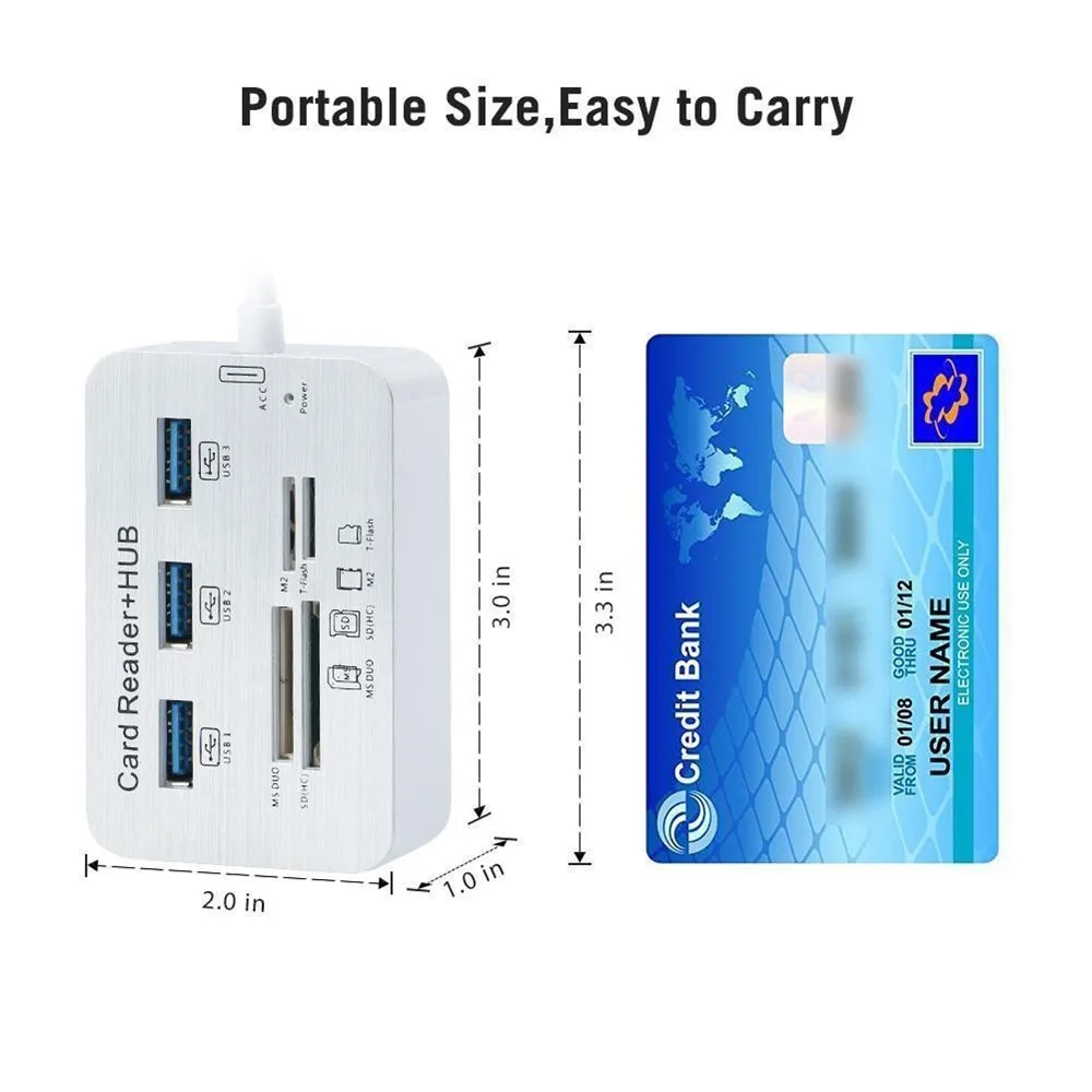 Zeadow USB 3.0 Card Reader 3 Ports Hub High Speed External Memory For MS Micro SD MMC M2 TF Cards | Компьютеры и офис