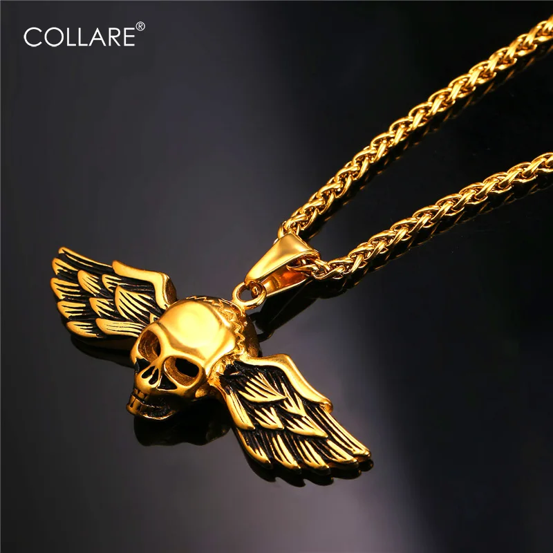 Кулон в стиле панк colare кулон виде черепа из нержавеющей стали золотого цвета