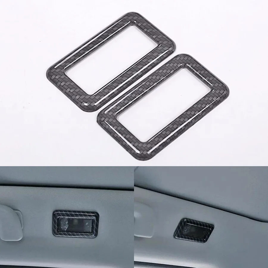 

Carbon Fiber Black ABS Car Rear Roof Reading Light Lamp Frame Trim Car-Styling Sticker For Land Rover Discovery Sport 2015-2017