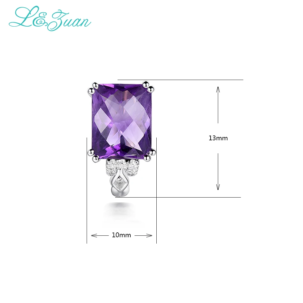 L& zuan, натуральный, 6.11ct, аметист, элегантные серьги-клипсы для женщин, 925 пробы, серебро, фиолетовый, драгоценный камень, серьги, серебро, хорошее ювелирное изделие