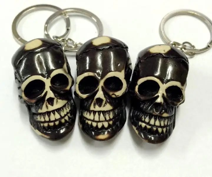 12 шт. костная пудра тибетская Имитация Кость демон черный череп рок брелок|keychains