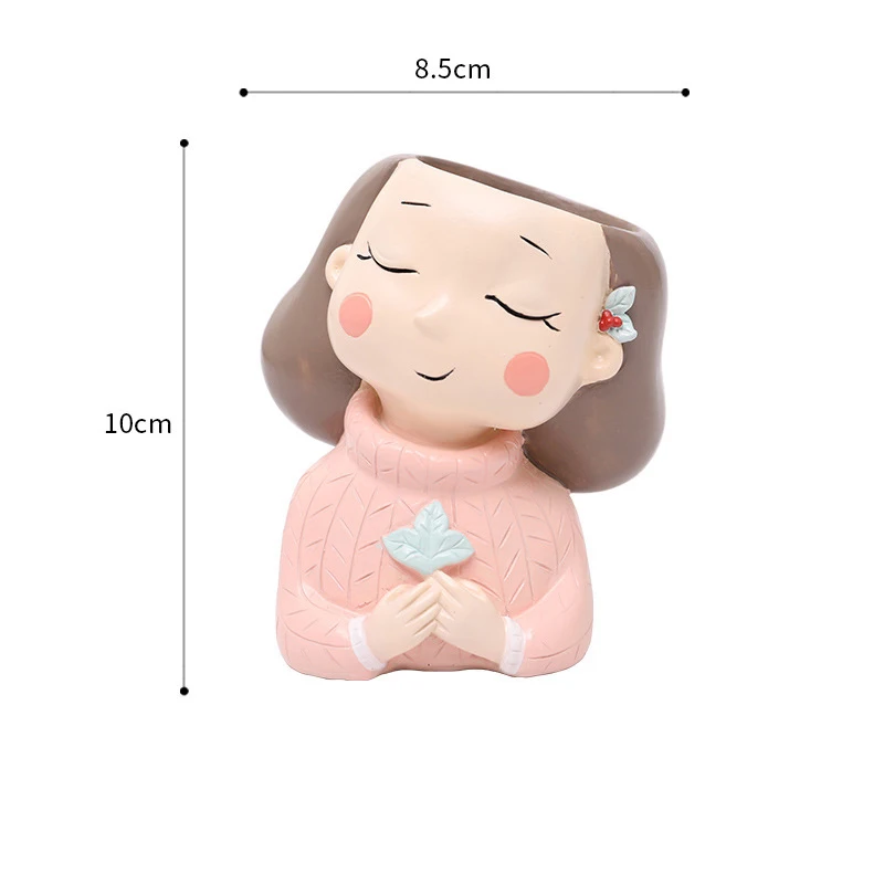 Креативные модели, искусственные цветы из смолы, Мультяшные суккуленты, цветочный горшок, микро пейзаж, комбинация, украшение для дома, офиса, стола - Цвет: Maple girl