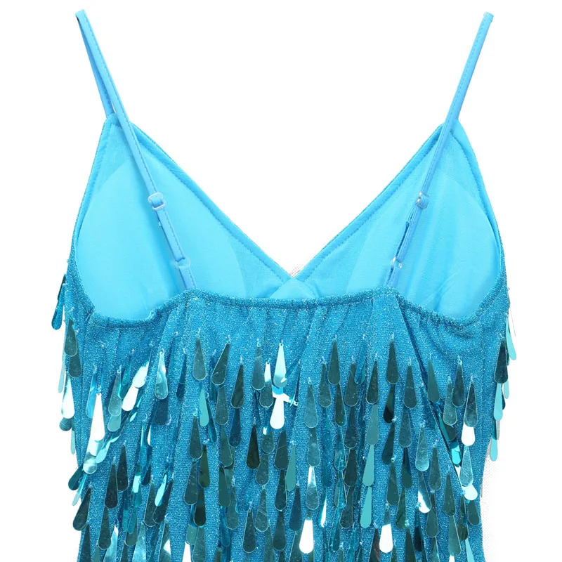 

BLINGSTORY Summer Women Latin Dance Competition V-Neck 1920s Flapper Dress Sexy Tassel Fringe