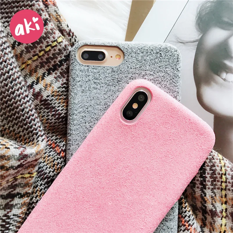 Чехол для телефона из микрофибры AKI iPhone 8 7 Plus тканевая задняя крышка чехол X 6 6S |