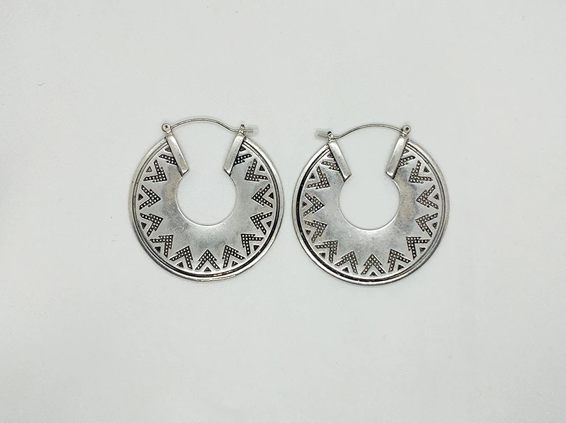 Большие этнические серьги кольца для женщин винтажные круглые вrincos серебряного