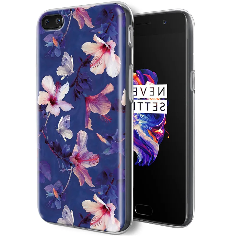 Матовый сенсорный принт Фламинго зеленый лист цветок задняя крышка для OnePlus 5