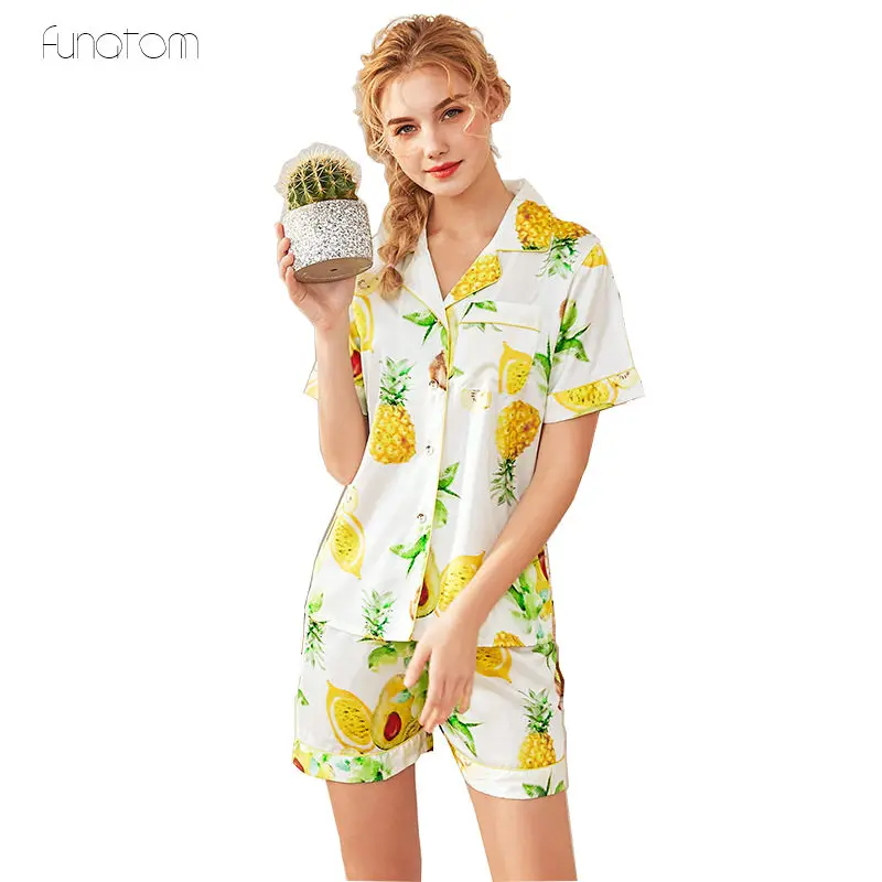 Funatom/брендовые пижамные комплекты для женщин с рисунком ананаса кружевная