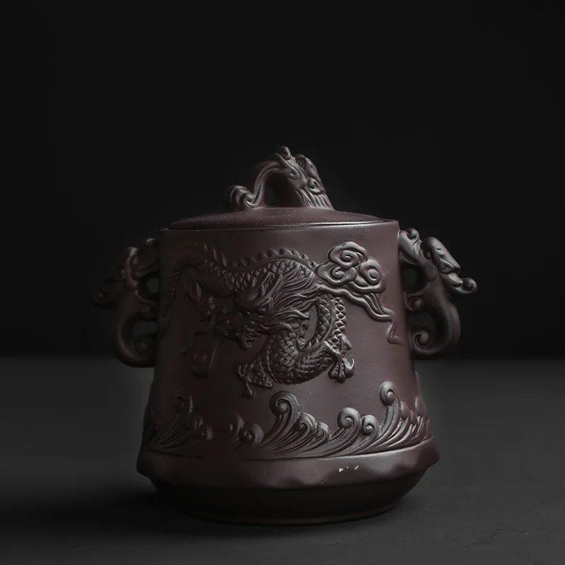 Дракон и Феникс, фиолетовый песок чайник, Исин фиолетовый песок Dahongpao ручной работы сырой руды, Пуэр чайные банки, герметичные чайные банки