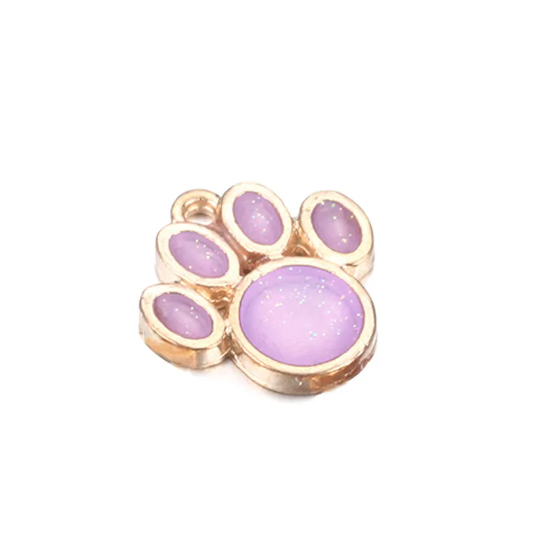 purple Semitree 10 шт./лот, очаровательные эмалированные Подвески в виде собачьей Лапы Для DIY браслета, ожерелья, ювелирных изделий, 16*17 мм, красочные аксессуары Charme - Окраска металла: purple