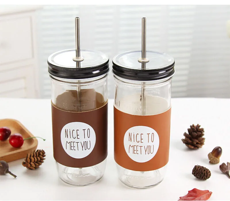 2018 Стекло чашки Творческий петух чашка с крышкой соломы корейский стиль молоко