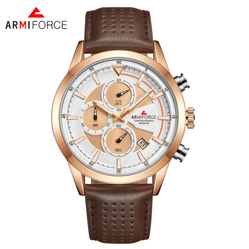 Armiforce мужские часы Топ люксовый бренд Золотой Хронограф Календарь спортивные мужские наручные часы Военные мужские часы Relogio Masculino 8008 - Цвет: AF800802