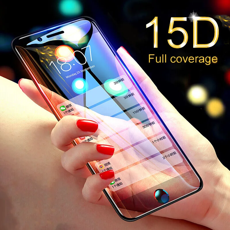 15D полностью изогнутая защитная пленка из закаленного стекла для iPhone 8 7 6s 6 Plus X XS Max