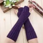 Purple FEITONG перчатки женские милые осенние зимние женские кашемировые шерстяные вязаные перчатки новые теплые мягкие белые женские длинные перчатки без пальцев - Цвет: Purple