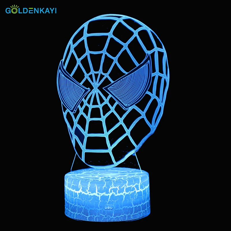 3D маска Человека паука Светодиодные ночные светильники атмосфера настольная