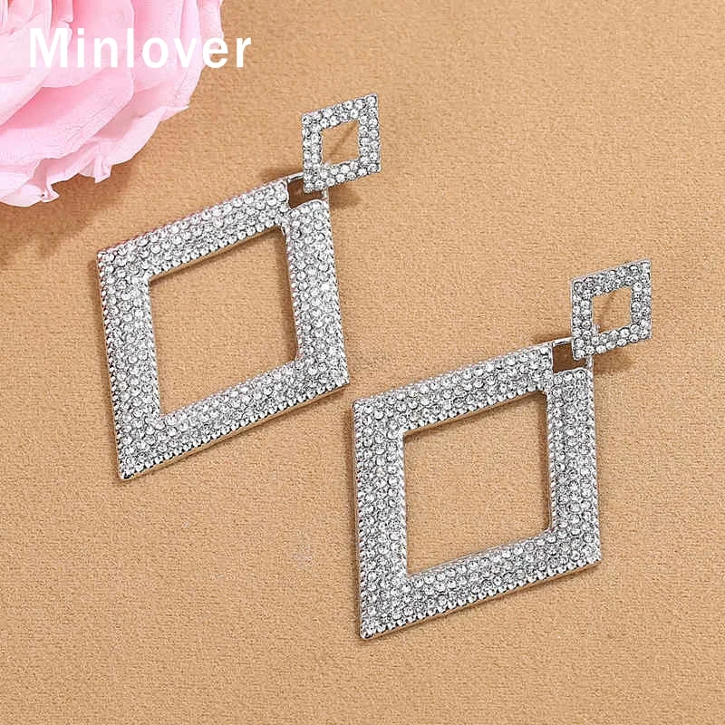 Женские Геометрические серьги Minlover большие серьги-капельки со стразами черного