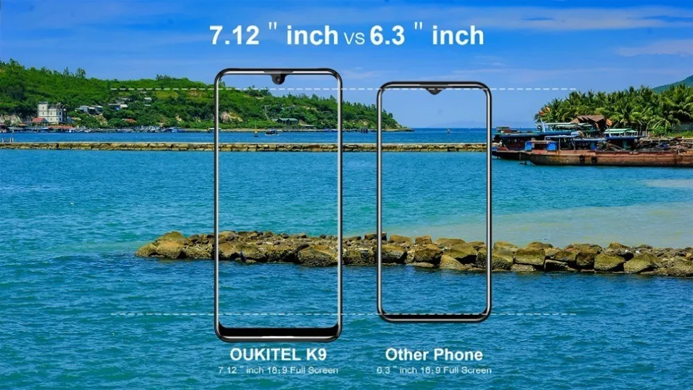 OUKITEL K9 Android мобильного телефона 7,1" в виде капли воды, 4 Гб 64 Гб Octa Core Android 9,0 6000 мАч 16MP 8MP 5 V/6A быстрой зарядки смартфона