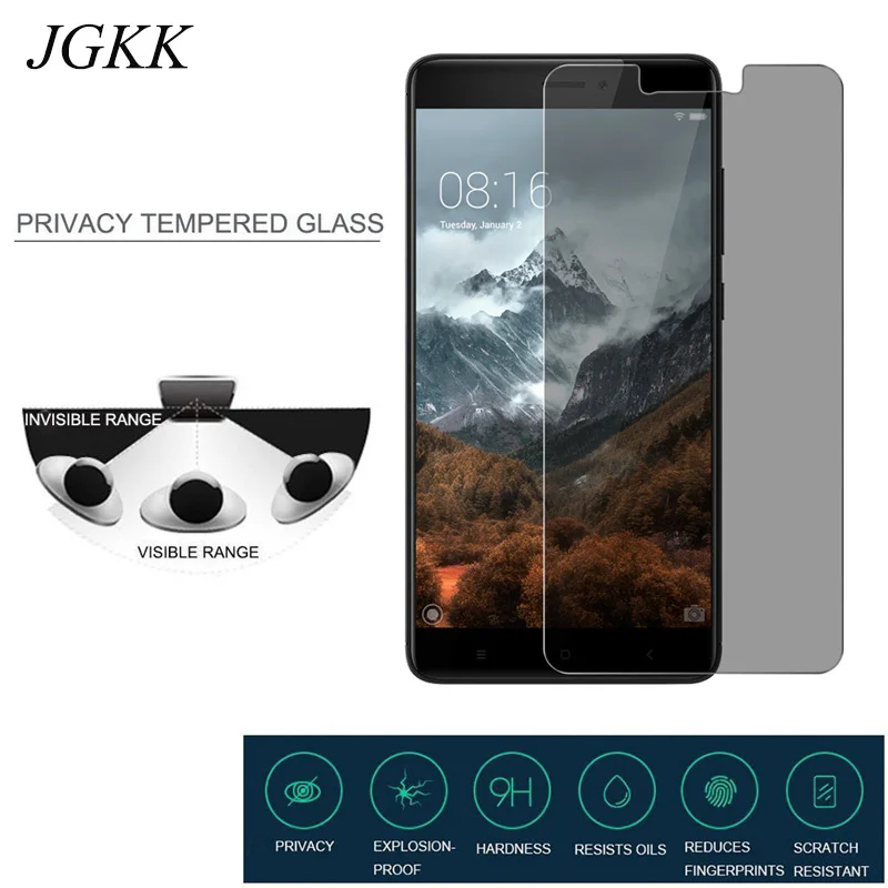 JGKK анти шпионское надежное Закаленное стекло протектор экрана для Redmi 4A 4X Pro