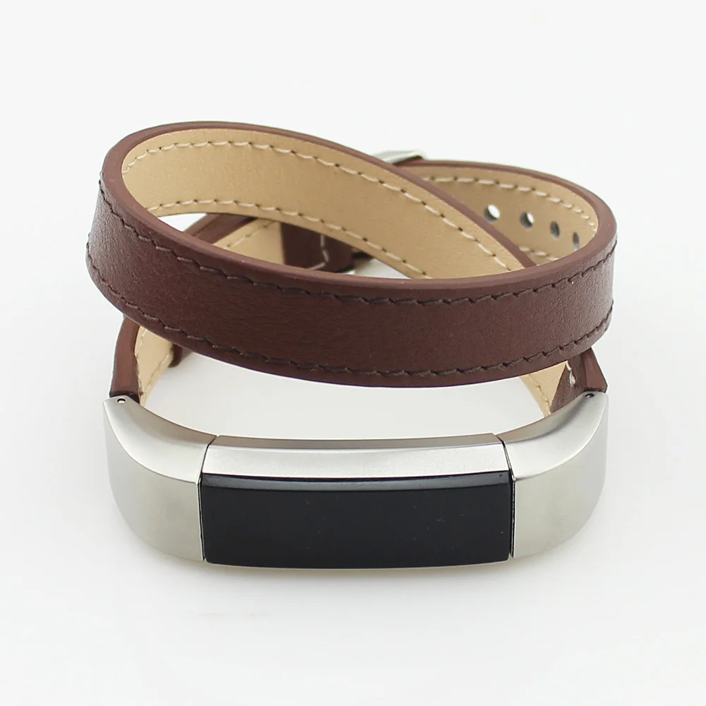 Для Fitbit Alta двойные кожаные ремешки с металлической пряжкой сменный кожаный