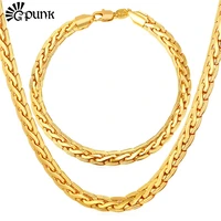 foxtail chain necklace bracelet jewelry sets for men gold color chunky chain necklace s228g