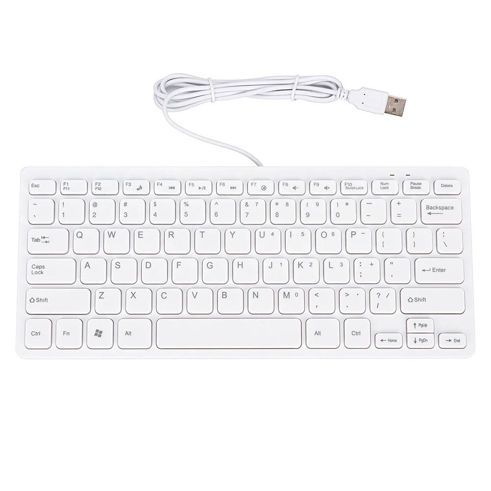 white Мини 78 клавиш клавиатура ультра тонкий USB Проводная клавиатура для настольного компьютера ноутбука Бесшумная офисная бизнес маленькие клавиатуры - Цвет: white