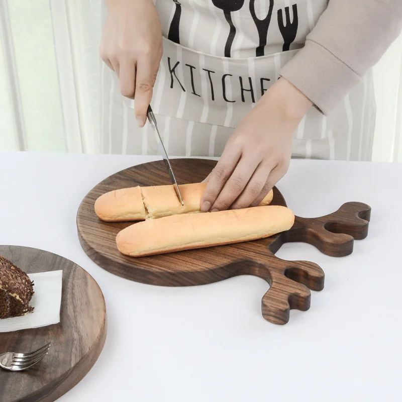 Круглая разделочная доска из черного ореха блочные оленьи фруктовые тарелки для