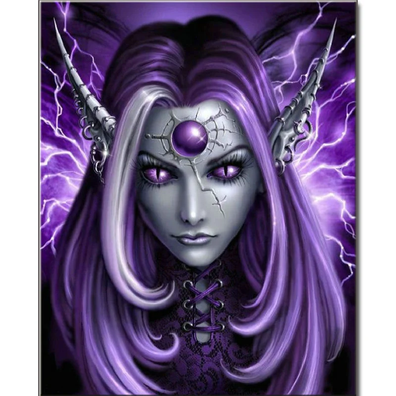 

5D Diamond Embroidery Game Character Purple Woman Diy Diamond Mosaic Picture Living Room Decorative Diamond Painting Pattern