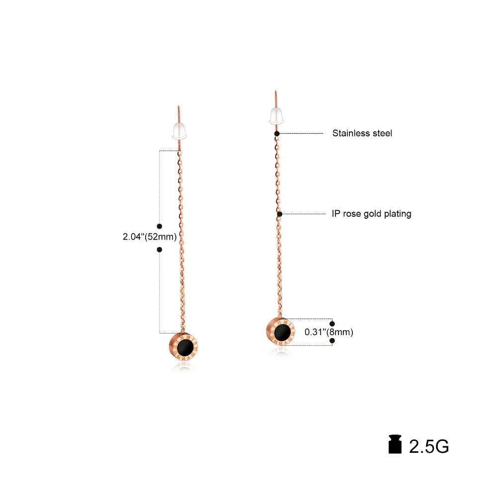 European and American style Roman numerals earrings Girls titanium steel black white two-sided 3-GE350 | Украшения и аксессуары