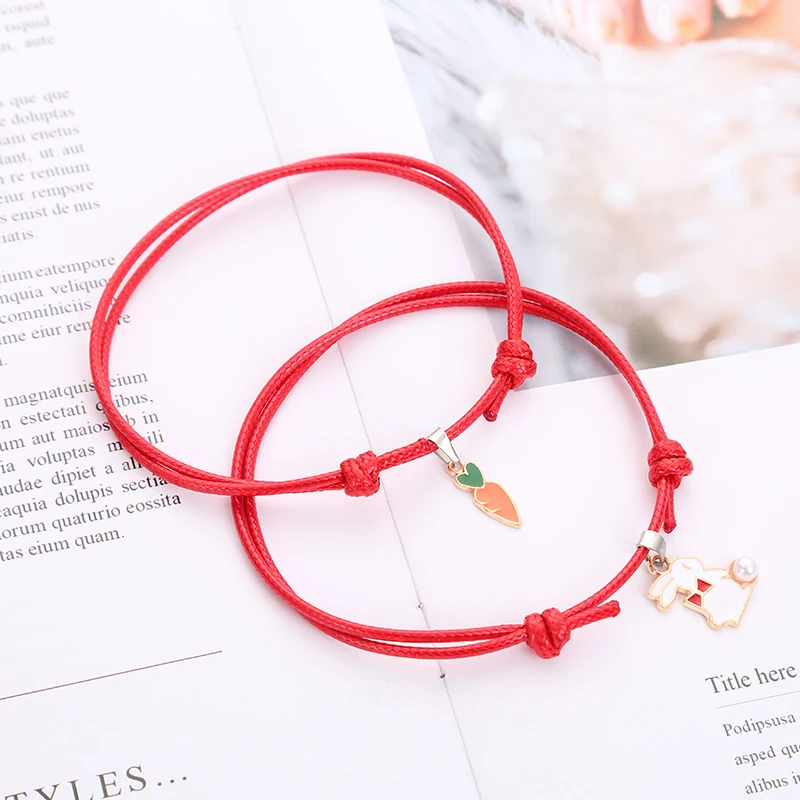 JIAKOU Rabbit Carrot Couple Bracelets For Lovers Rope Chain Hand Bracelet Women And Men Trendy Jewellry 2020 JKB058 | Украшения и