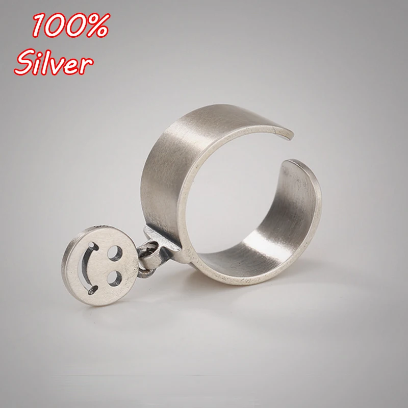 

Hot Sale Silver Color Lovely Smile Face Dangle Finger Rings for Women Sterling Jewelry Gift For Men Women Couple Wedding Ring