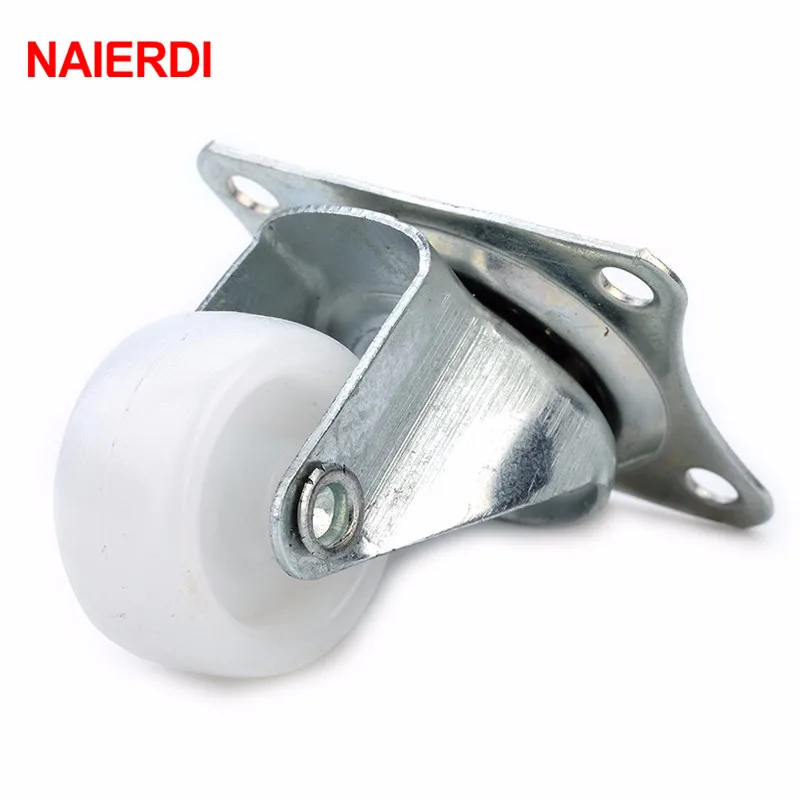 

NAIERDI 4PCS Universal Swivel Casters 1.5" Wheels Castor White PP Nylon Dual Roller Bearing Wheel For Platform Trolley Chair