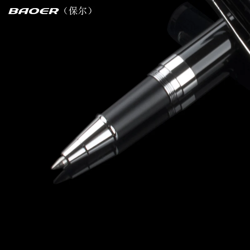 Ручка шариковая Baoer 521 с серебряным зажимом и черными чернилами 1 шт./лот|rollerball
