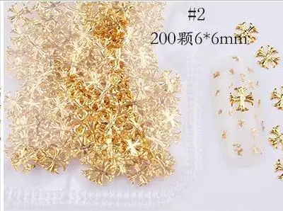 3D стальных шпилек/заклепки 200 шт./пакет японский 3D сплав для дизайна ногтей и заклепками JS08-31 полый круг* Квадратный* Треугольники аксессуары для ногтей, 01 - Цвет: color 2(200pcs)