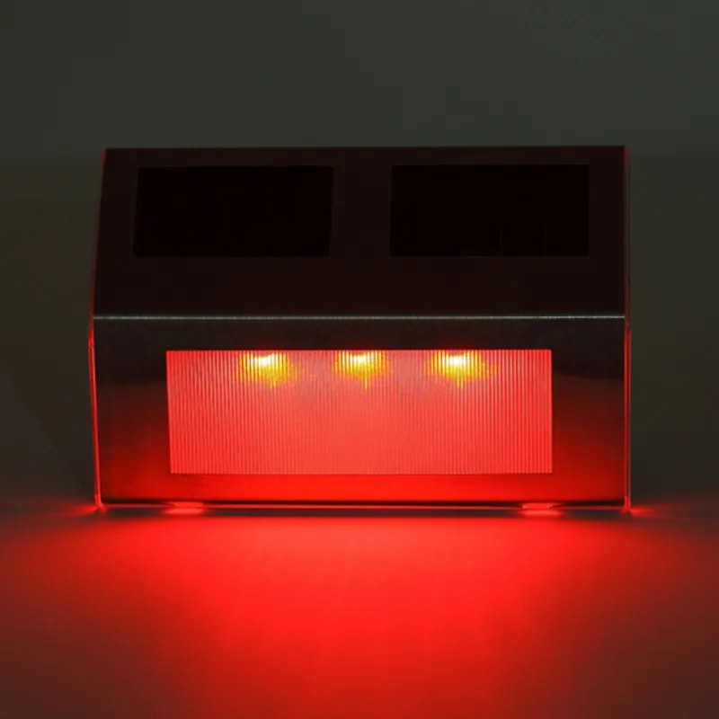 Red T-SUNRISE Красочный светодиодный Солнечный свет из нержавеющей стали огни Сад Путь многоступенчатый светильник водонепроницаемый солнечный уличный фонарь настенный светильник - Испускаемый цвет: Red