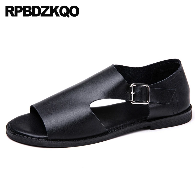 

Designer Black Famous Brand Japanese High Quality Shoes Flat Native Mens Sandals 2021 Summer Outdoor Soft Genuine Leather Casual