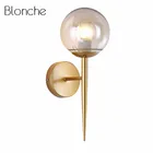 Современный стеклянный шар, настенный светильник, светодиодный светильник для спальни, настенный светильник для домашнего декора, скандинавский фойе, гостиной, коридора, светильник E27