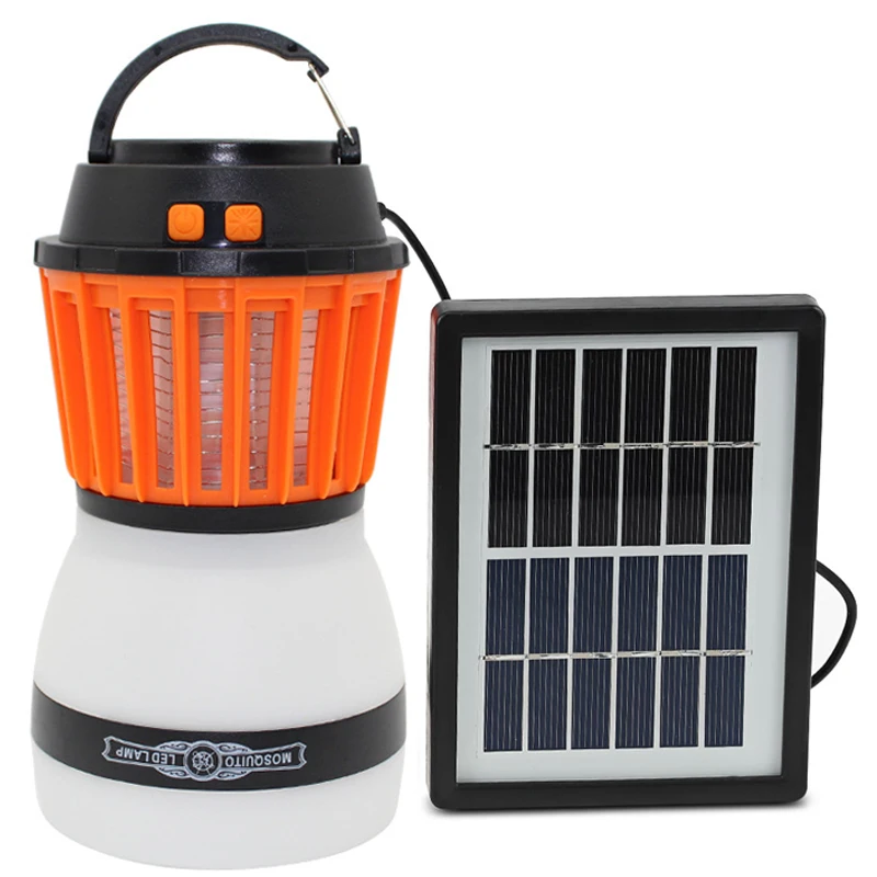 Лампа от комаров на солнечных батареях ловушка для насекомых фонарь кемпинга 2в1