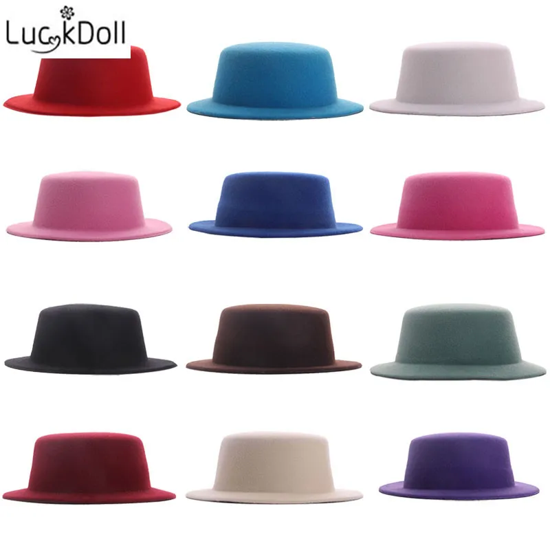LUCKDOLL Новая модная шерстяная шляпа карамельных цветов с плоским верхом