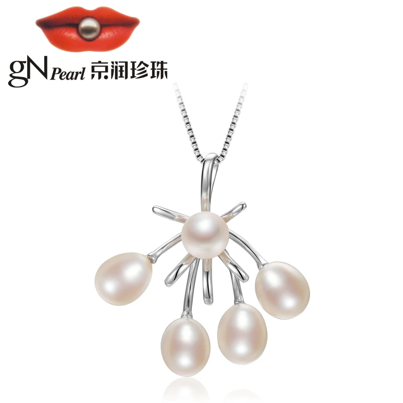 Ожерелье гНжемчужной Молнии Естественный Круглый Белый Пресноводный Жемчуг на Подвеске в Стиле 925 Серебряное Модное Ожерелье в Подарок для Женщин.
