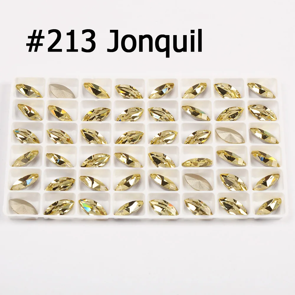 Jonquil Navette Стразы 14 цветов серебро золото установка K9 стекло Кристалл пришить горный хрусталь свадебное платье обувь сумки ювелирные изделия Diy отделка - Цвет: Jonquil
