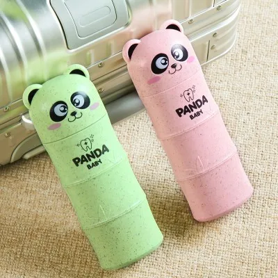 BF040 Creative cartoon travel portable toothbrush cup suitr cute panda design storage box 19.5cm*7cm | Дом и сад