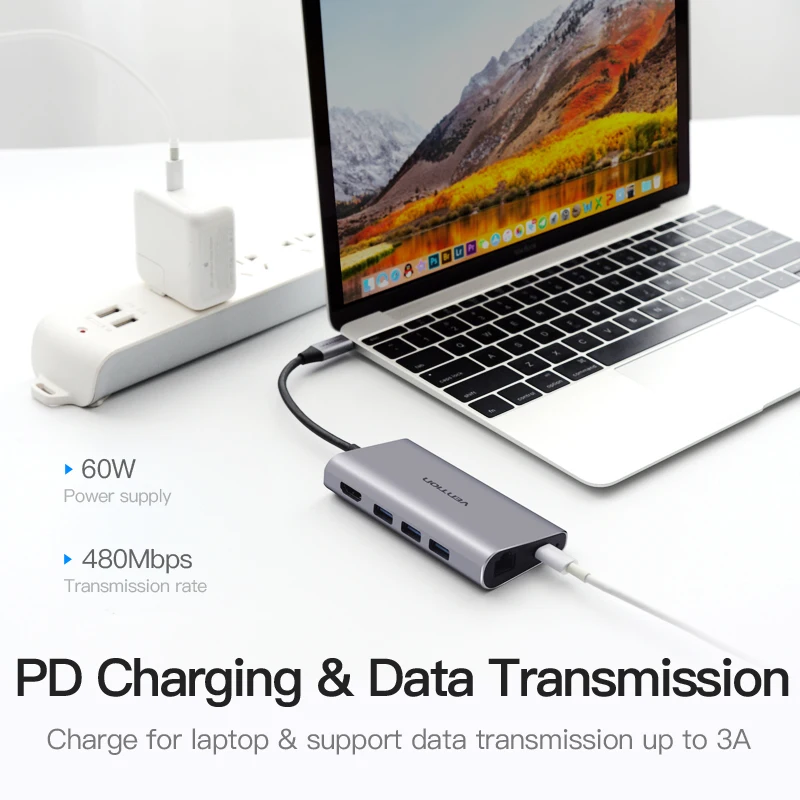 Vention USB C концентратор тип к HDMI 3 0 thunderbolt RJ45 SD/TF адаптер для MacBook samsung S8/S9 huawei P20 Pro usb c